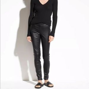 Vince Ankle Zip Black Leather Leggings Pantd